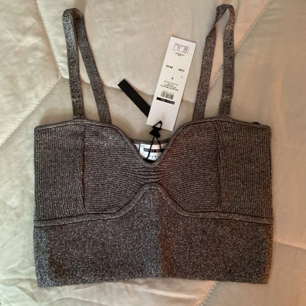 Knit Bandeau Top, DARK GREY